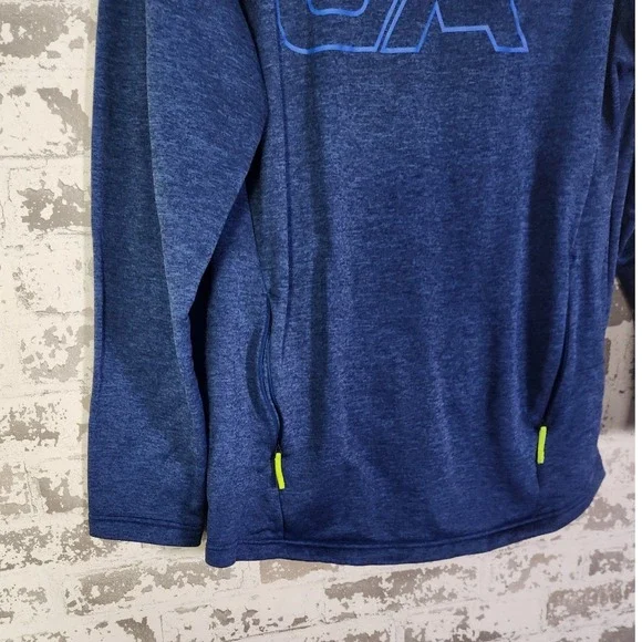 Under‎ Armour UA Mens Blue ColdGear Hooded Pullover Sweatshirt Activewear Size L - Picture 4 of 15